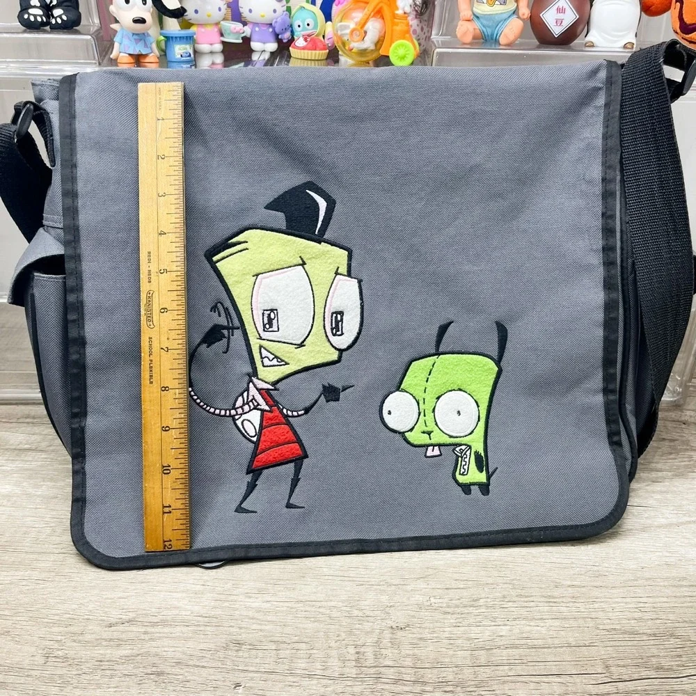 Vintage Invader Zim Messenger Bag 2003 Nickelodeon Nick Gir Piggy Grey Viacom
